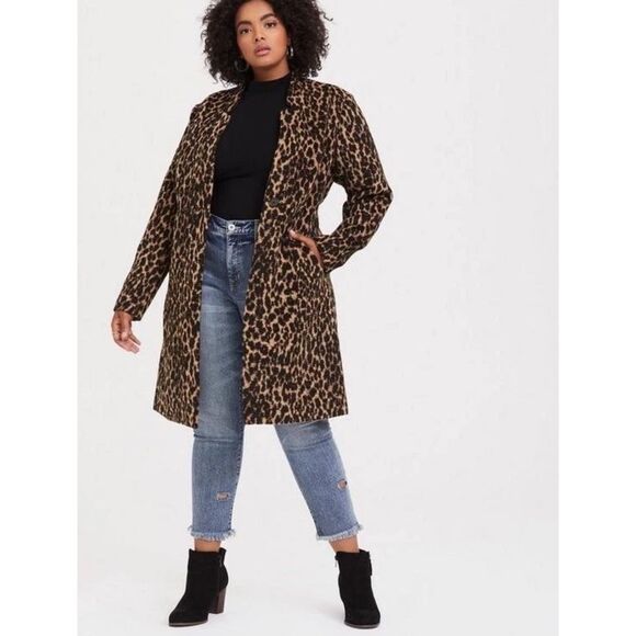 Torrid Coat women’s 2 Leopard print wool blend single button Coat Jacket - Picture 1 of 8